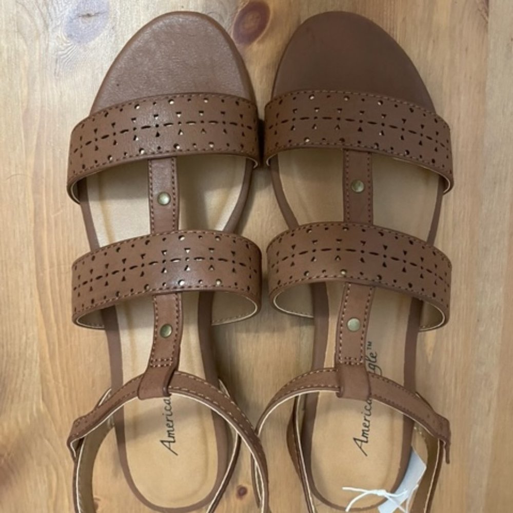 Brand New American Eagle Brown Flat Sandals Size 10